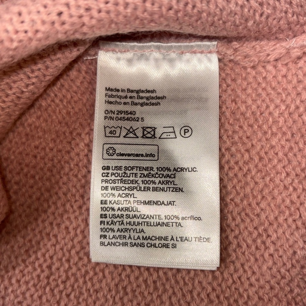 H&M Divided Pink Knit Sweater Black Scalloped Trim Womens Large 0454062 5 - Picture 3 of 5